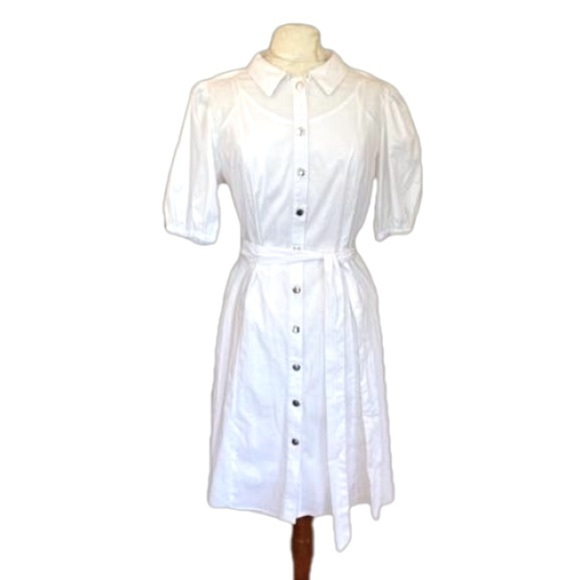 Nanette Lepore White Belted Cotton Mini Cotton Shirtdress Women’s Size 14 NWT - Picture 10 of 10